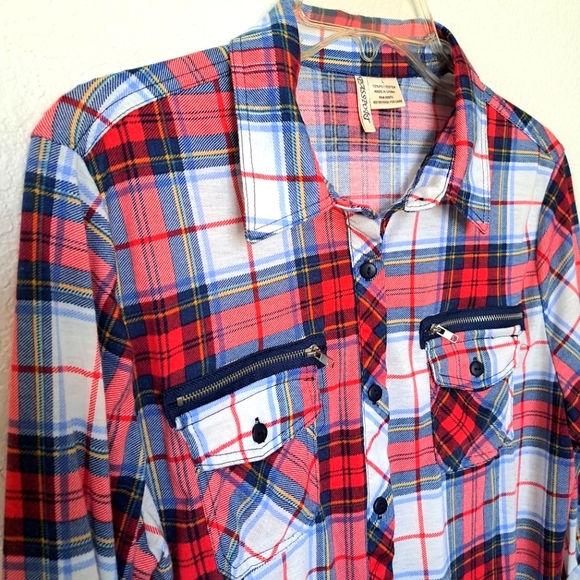 WOMEN'S 3/4 SLEEVE SHIRT TOP SIZE LARGE PLAID PASSPORT - Picture 3 of 6